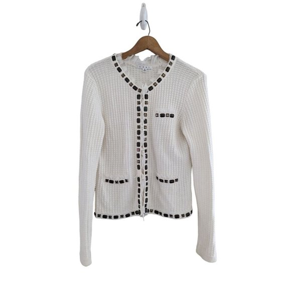 CAbi Sweaters - Cabi Gabrielle Textured Ivory Cardigan Sweater Size M